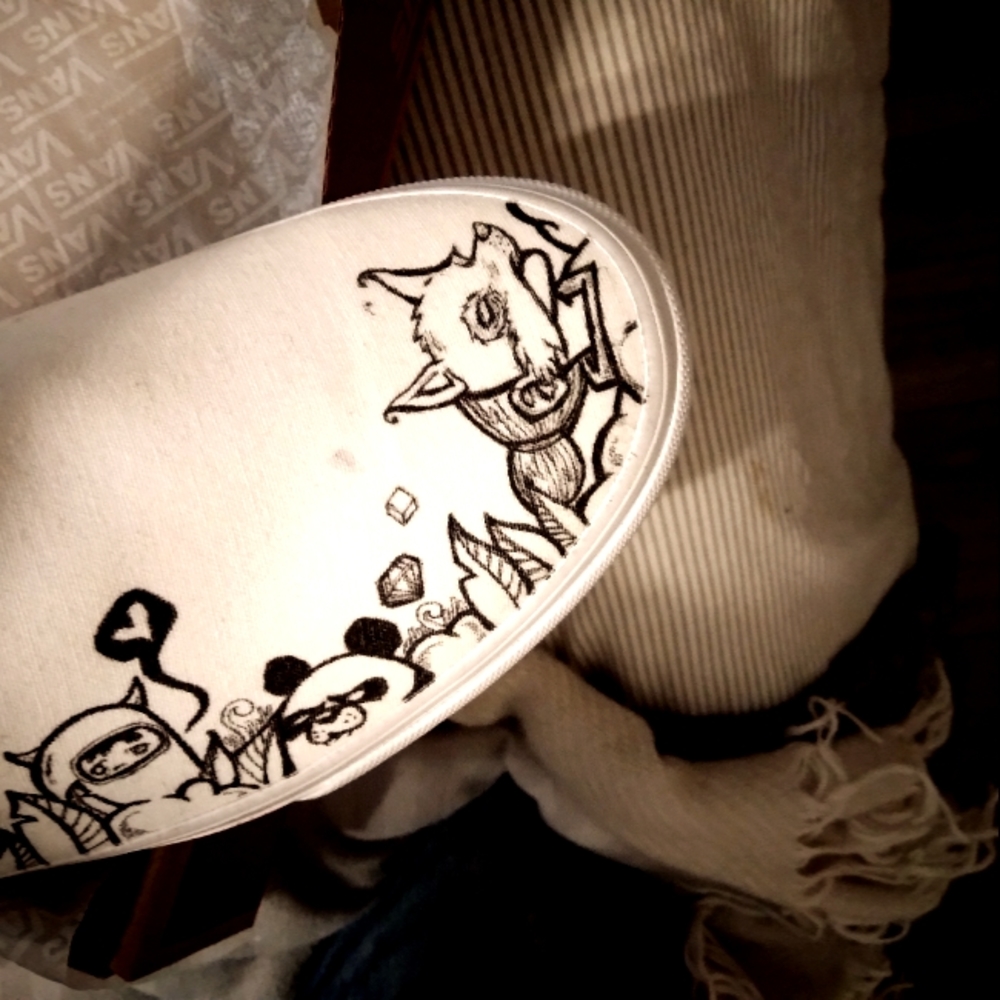 Custom vans hand drawn and painted